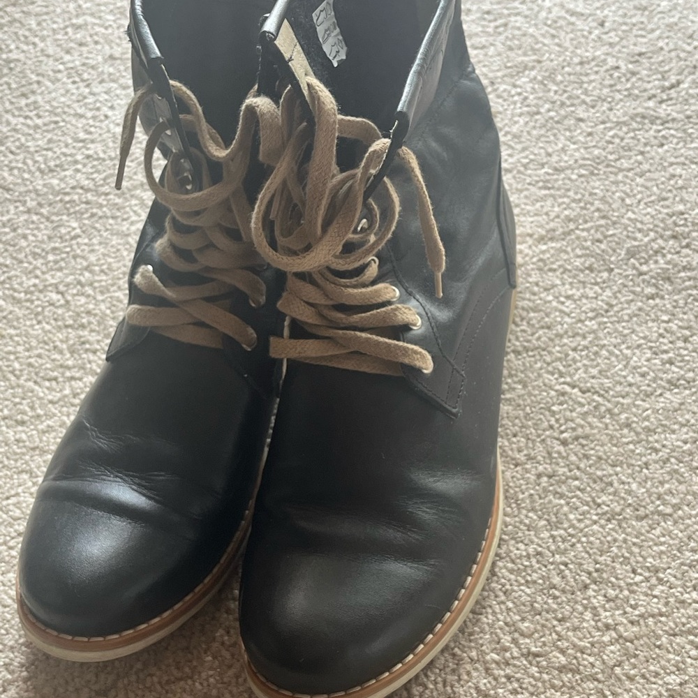 Zapato Black Leather Combat Boots